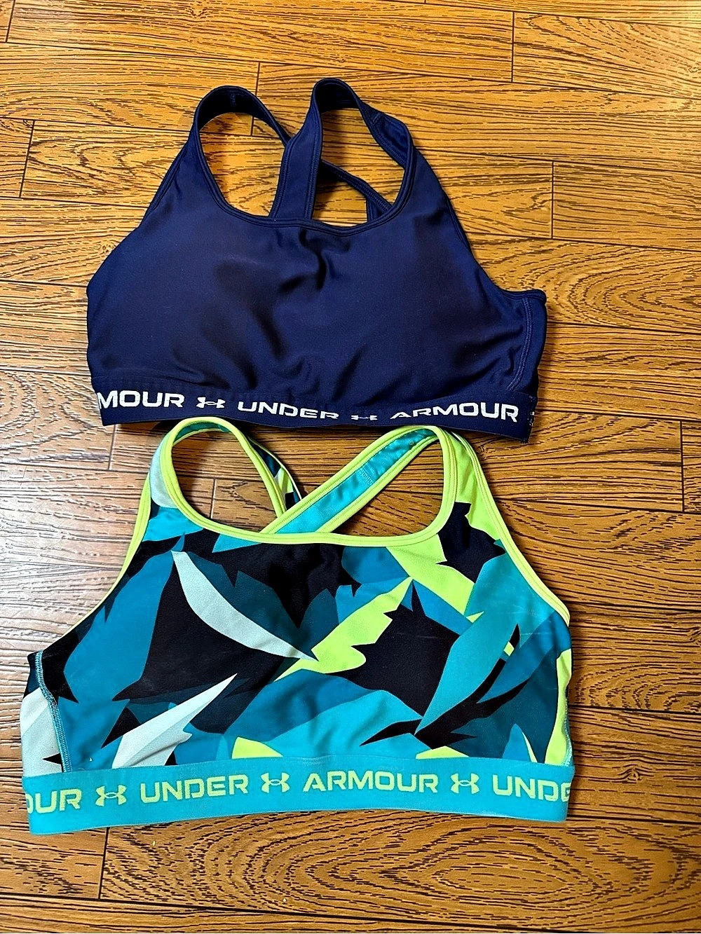Under Armour Mid Crossback Sports Bra 2-Pack XL Blue & 1X Green Multicolor